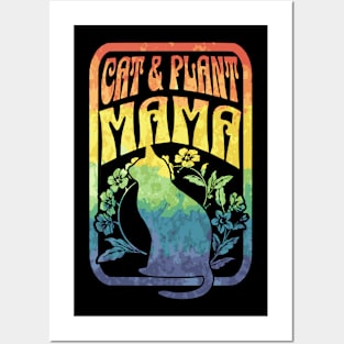 Cat and Plant Mama Boho Colorful Feline Love Posters and Art